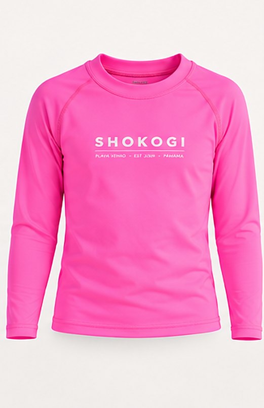 The Shokogi kids' lycra in pink, front (AI illustration)