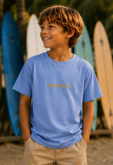 SHOKOGI kids tee, Carolina Blue, front