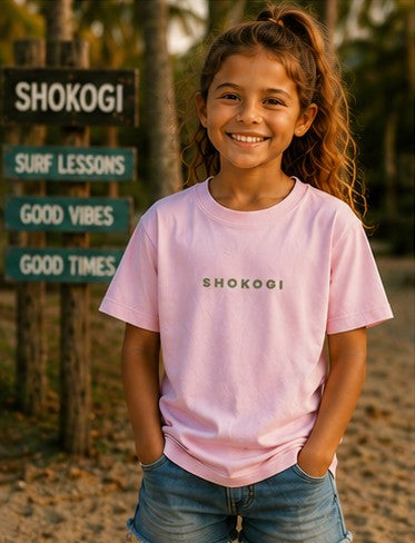 SHOKOGI kids tee, Light Pink, front